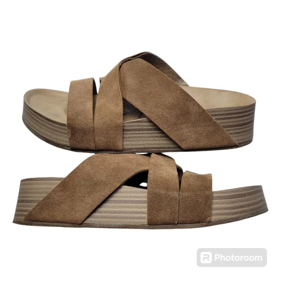 Blowfish | Malibu Flatform Platform Strappy Beige Slip On Sandals 7 - Picture 5 of 11
